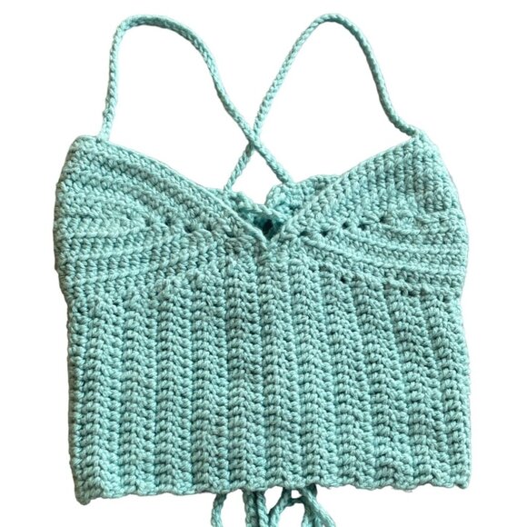handmade crochet top coachella boho beach festival cottage halter - Picture 1 of 6